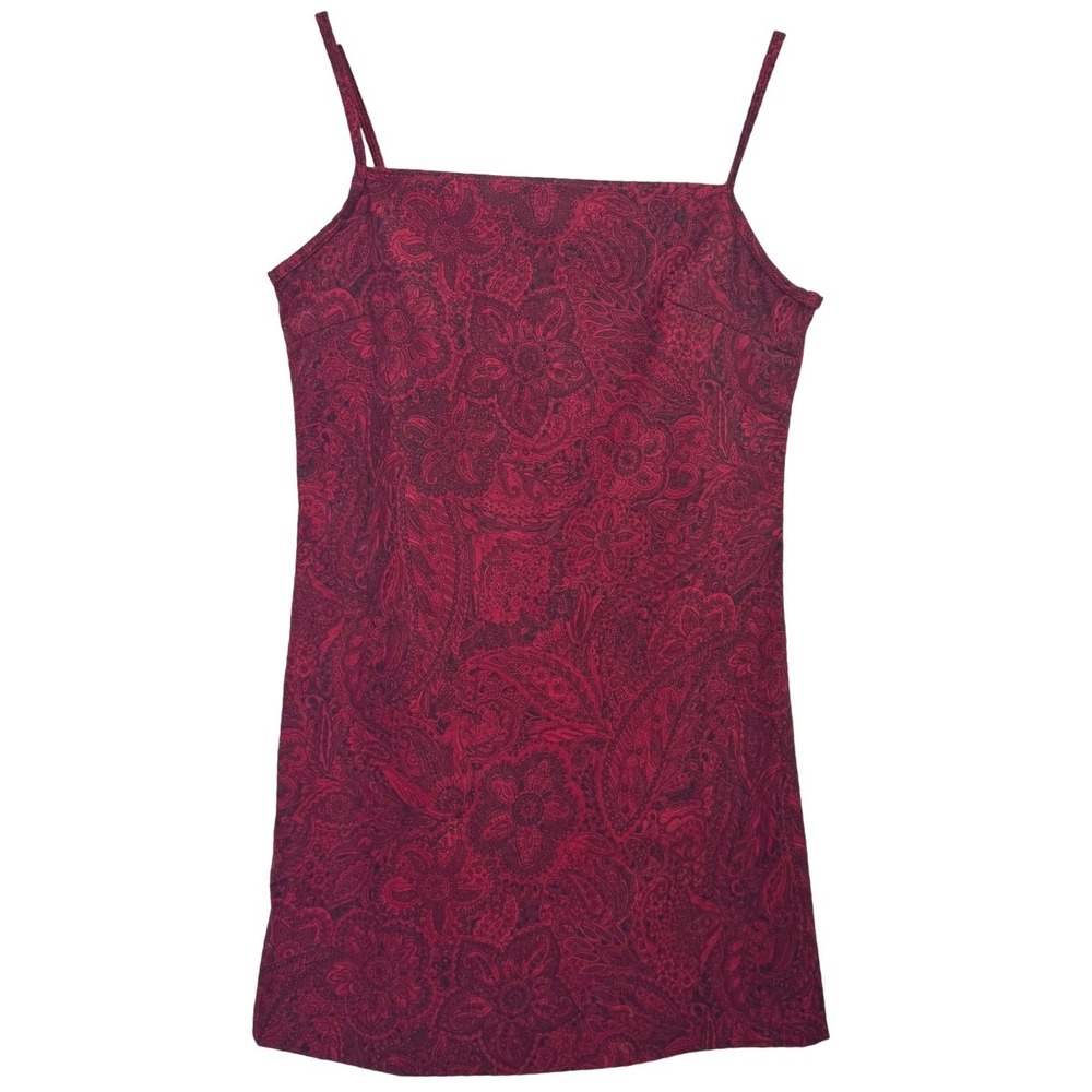 RAG Vintage Dress‎ Small S Paisley Mini Spaghetti Strap Red Floral Y2K
